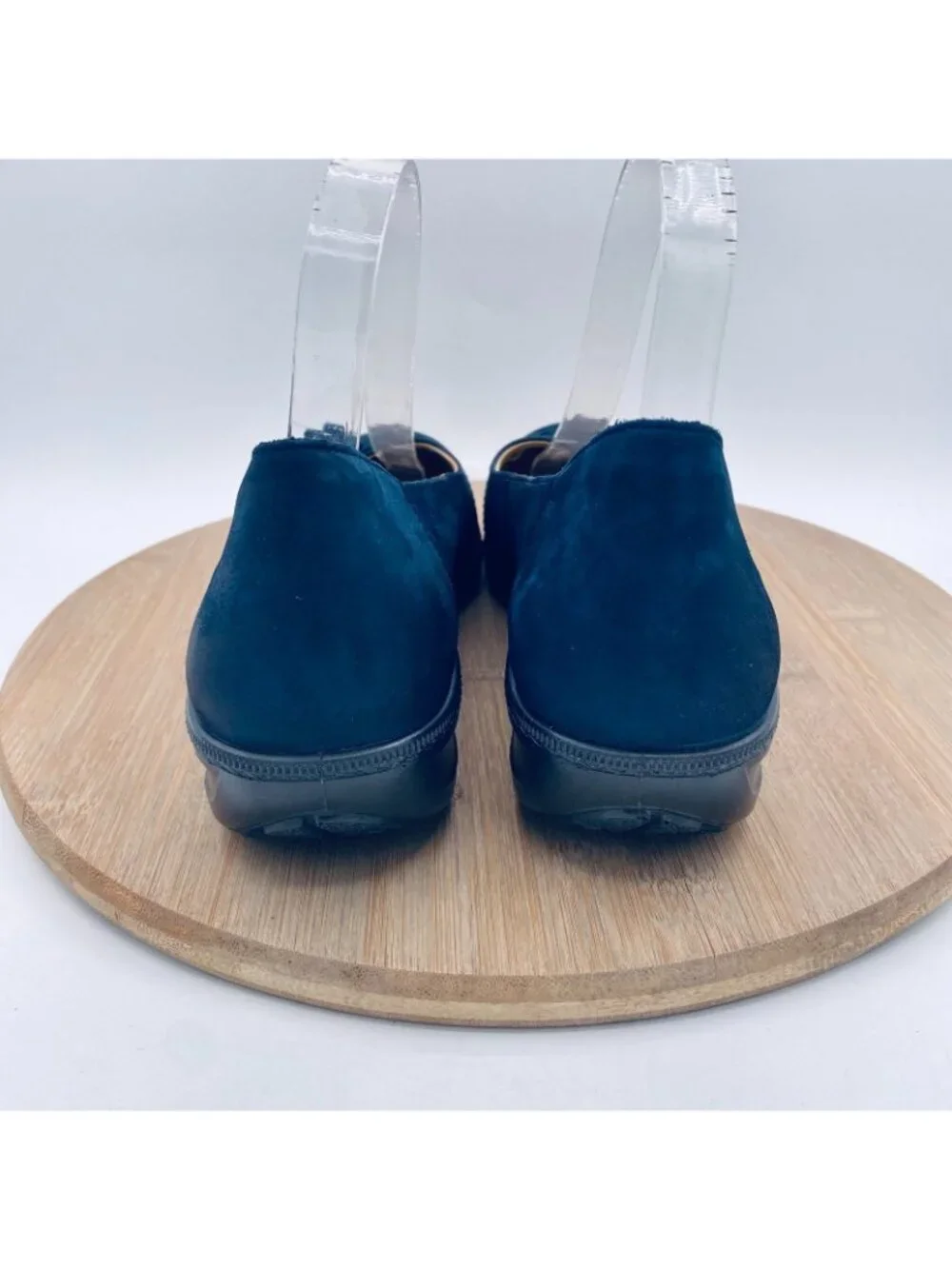 Hotter Shoes Womens 9.5 Blue Leather Slip On Comfort Perforated Flats Flower